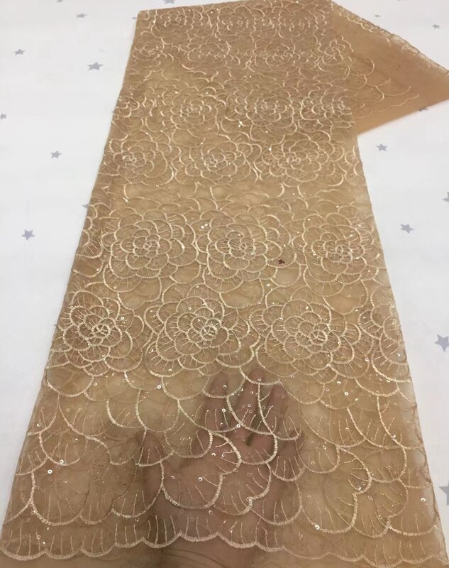 Tessuto africano del merletto netto del tessuto del merletto della maglia di Tulle francese di sequenza africana per il partito TS9423