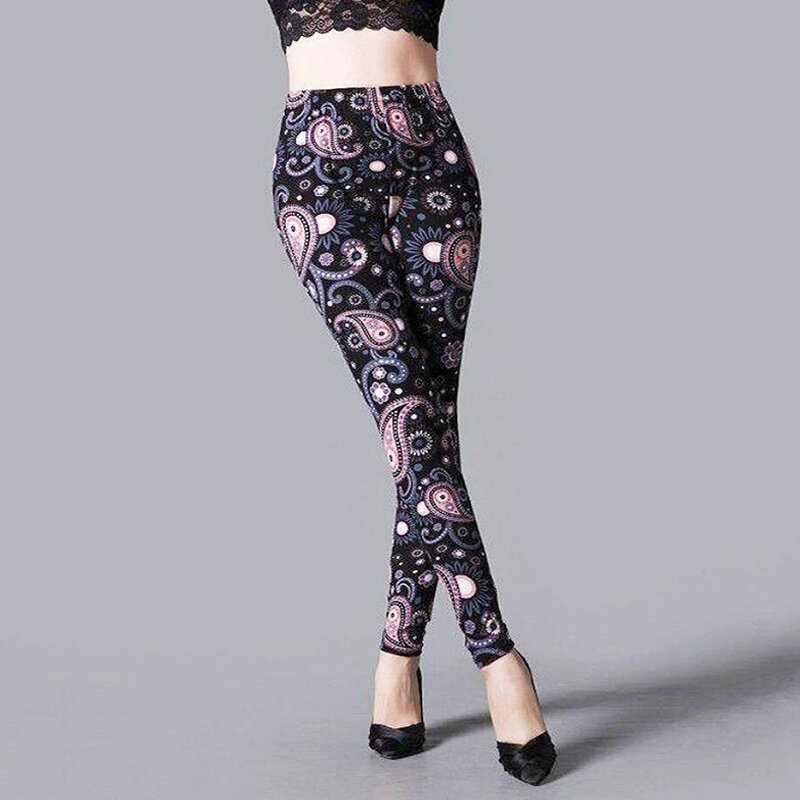 YRRETY Fashion Push Up Graffiti Print Leggings High Waist Colorful Leg Pants Woman Knitted Ankle-Length Fitness Solid Trousers