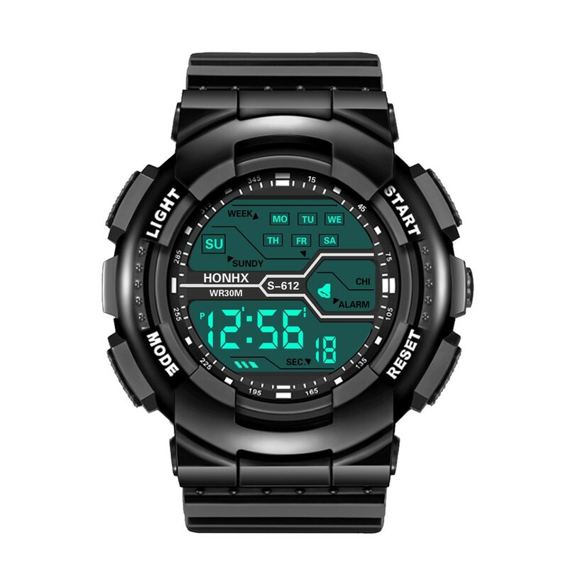 Reloj de pulsera deportivo de goma para hombre, cronómetro Digital con pantalla LCD, resistente al agua, a la moda