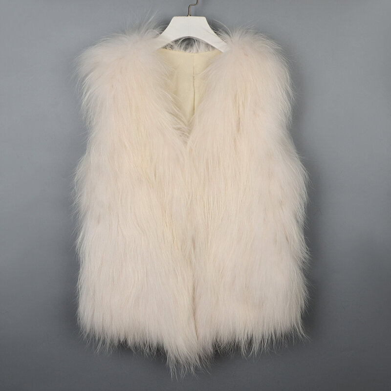 Gilet intrecciato in pelliccia di procione cappotto in pelliccia calda invernale da donna gilet corto gilet autunnale pelliccia di animale reale