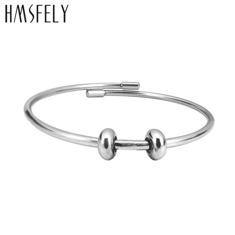HMSFELY 316l Stainless Steel Spacer Beads European Charm Beads Findings For DIY Women Bracelet Jewelry making Accessories Bead