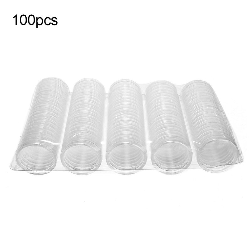 100pcs 27mm Coin Capsules Coins Storage Case Box Container for 2 Euro Coin Holder Container Organizer Coin Collect