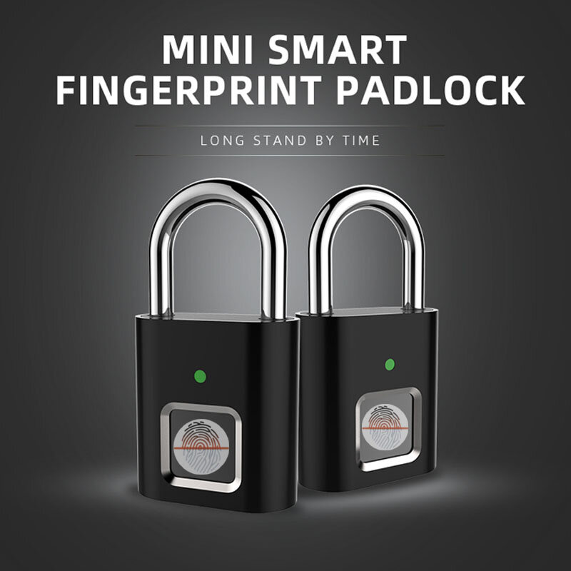 USB Recarregável Fingerprint Door Lock, Mini Bag, Smart Home, Finger Print Locks, Frete Grátis para o Brasil Eletrônica