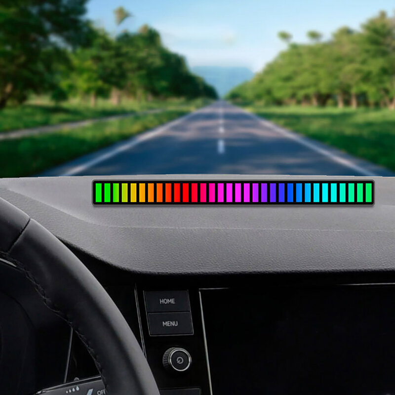 음악 사운드 제어 픽업 조명, RGB 다채로운 스트립 조명 리듬 램프, 오디오 바 자동차 게임 장식용 분위기 야간 조명, 32 LED