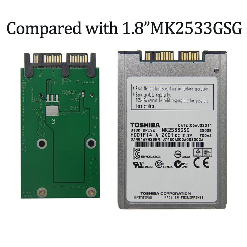 SSD de Usata 1.8 polegadas, msata, 128 vão, 256 vão, 512 vão, mk1235gsl, mk1633gsg, mk2533gsg, para ibm x300, x301, t400s, t410s, sony, tr1