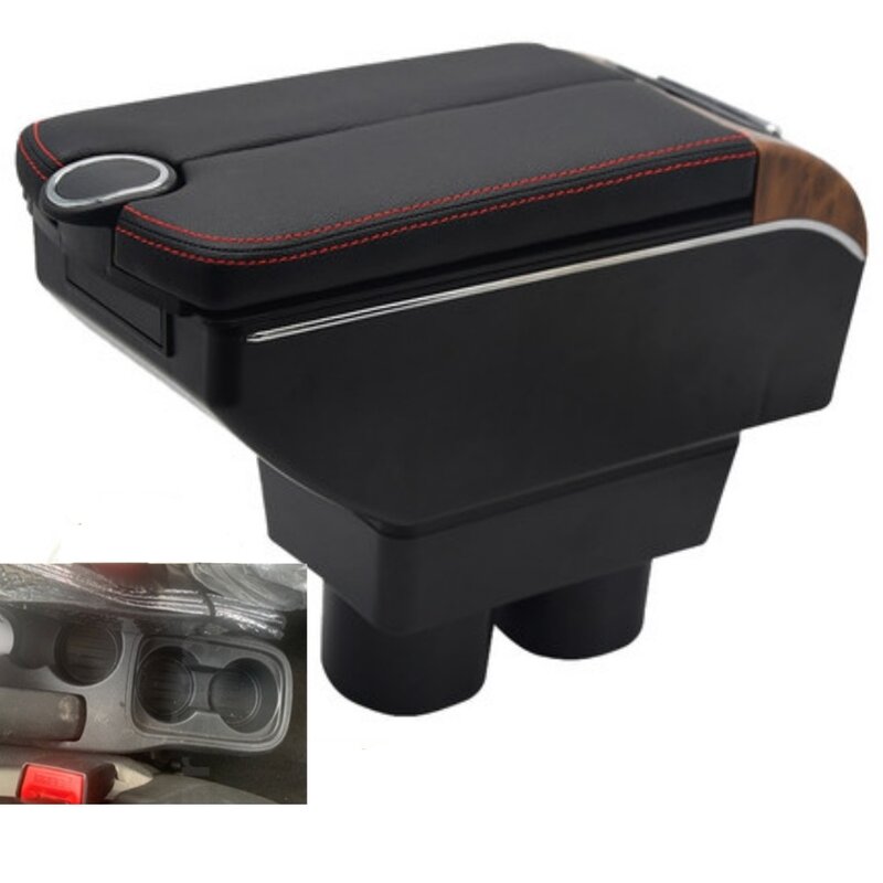 Reposabrazos para Ford Figo, caja de almacenamiento de contenido con Cenicero, soporte de taza de carga USB, doble capa, elevación, tienda central