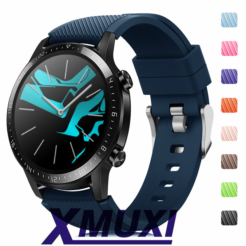Correa de reloj de 22mm Compatible con Huawei Watch GT 3/2, Samsung Galaxy Watch3, 45mm, silicona suave de repuesto, transpirable, deportivo 71003