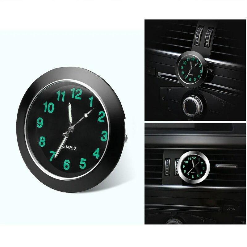 Zegar samochodowy Luminous Mini Automobiles wewnętrzny Stick-On cyfrowy zegarek mechanika zegary kwarcowe Auto Ornament 40mm 43mm