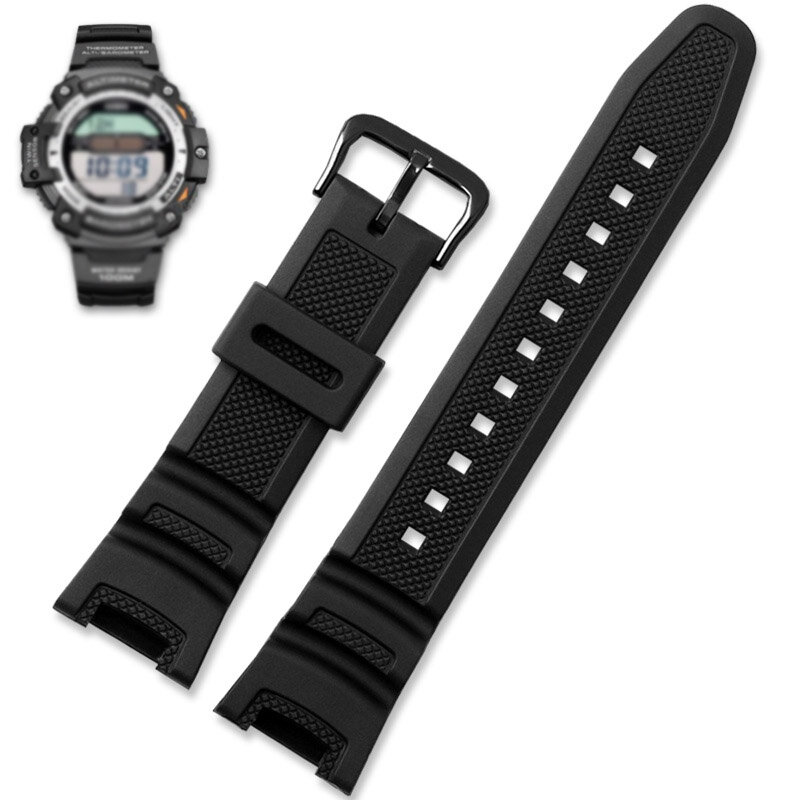 Pulseira de borracha de silicone preto à prova dwaterproof água para c asio sgw-100 pulseiras relógios inteligentes acessórios pulseira