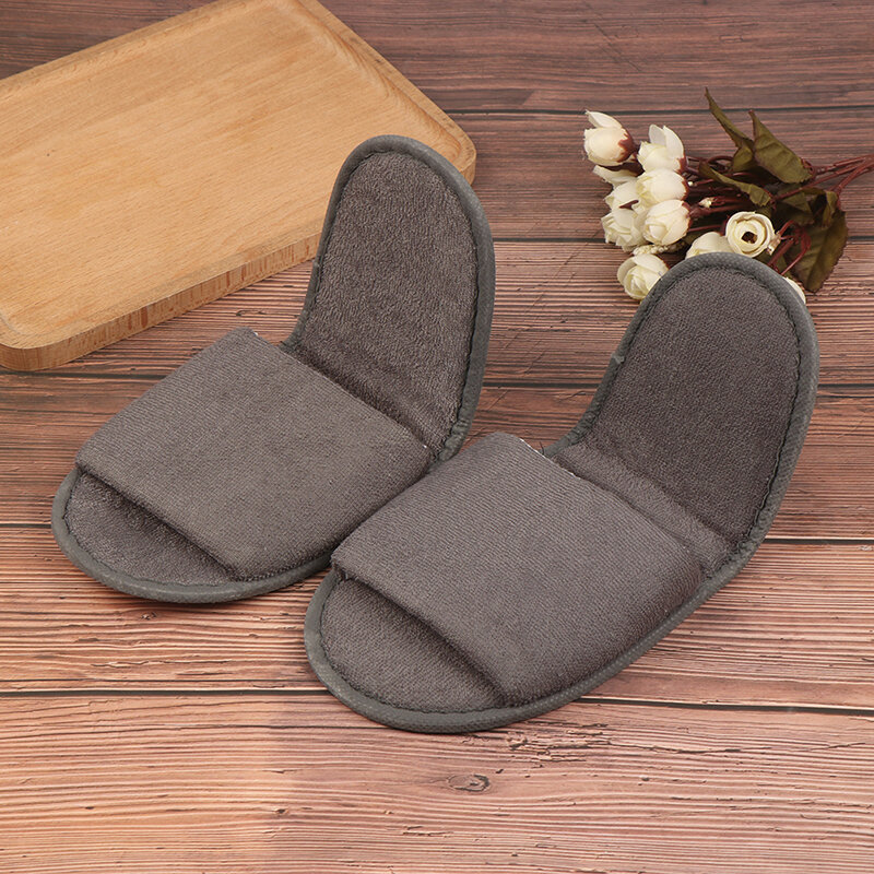 1 Pair Foldable Home Hotel Breathable  Slippers SPA Travel Salon Wear With Storage Cotton Cloth Travel Accessories