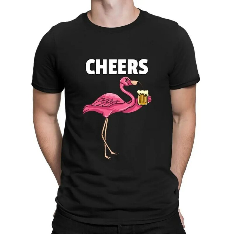 Flamingo Drink Beer Pink Party Funny Cute Gift T Shirt Slim Cotton Spring Fit Breathable Printed S - 6XL Natural Shirt