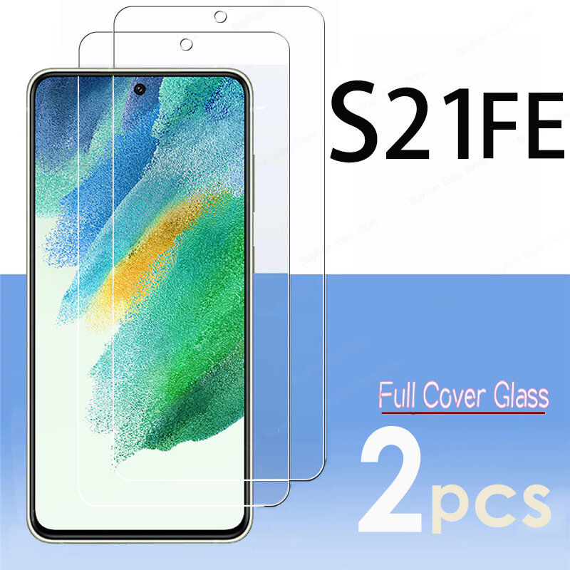 2 Pcs กระจกนิรภัยสำหรับ Samsung S21 FE ป้องกันหน้าจอสำหรับ Galaxy S21 FE 5G SM-G990B/DS glas 2.5D 9H ฟิล์ม