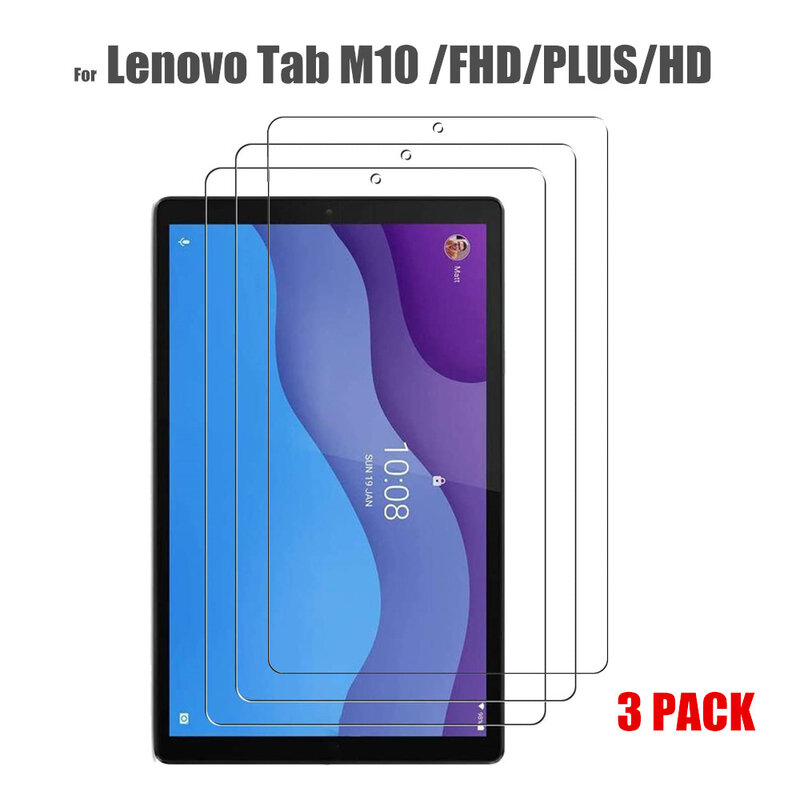 3ชิ้นกระจกนิรภัยสำหรับ Lenovo Tab M10ป้องกันหน้าจอ M10 Plus HD 2nd ป้องกันฟิล์มสำหรับ Lenovo Tab m10 Rel X306