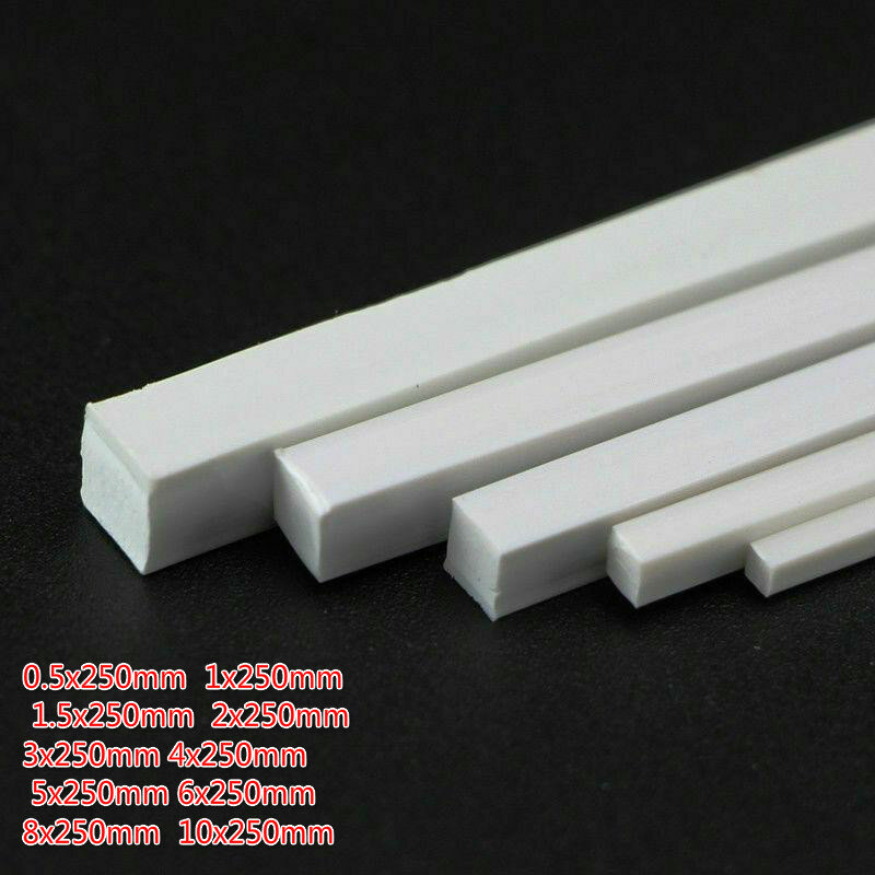 Varilla cuadrada de plástico ABS para fabricación de modelos de arquitectura, Material de bricolaje, suministros de corte, 2/5/10/25/50 piezas