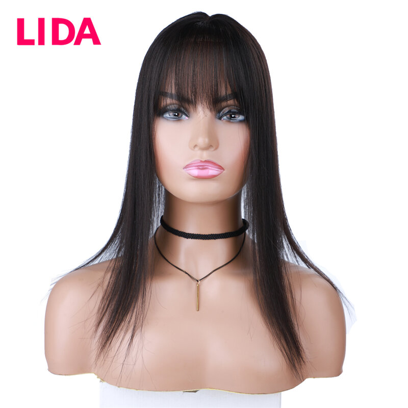 Lida ตรงวิกผมผสมคลิปใน Hair Extension กับ Bangs กลาง Wigs Hairline ธรรมชาติสำหรับผู้หญิง