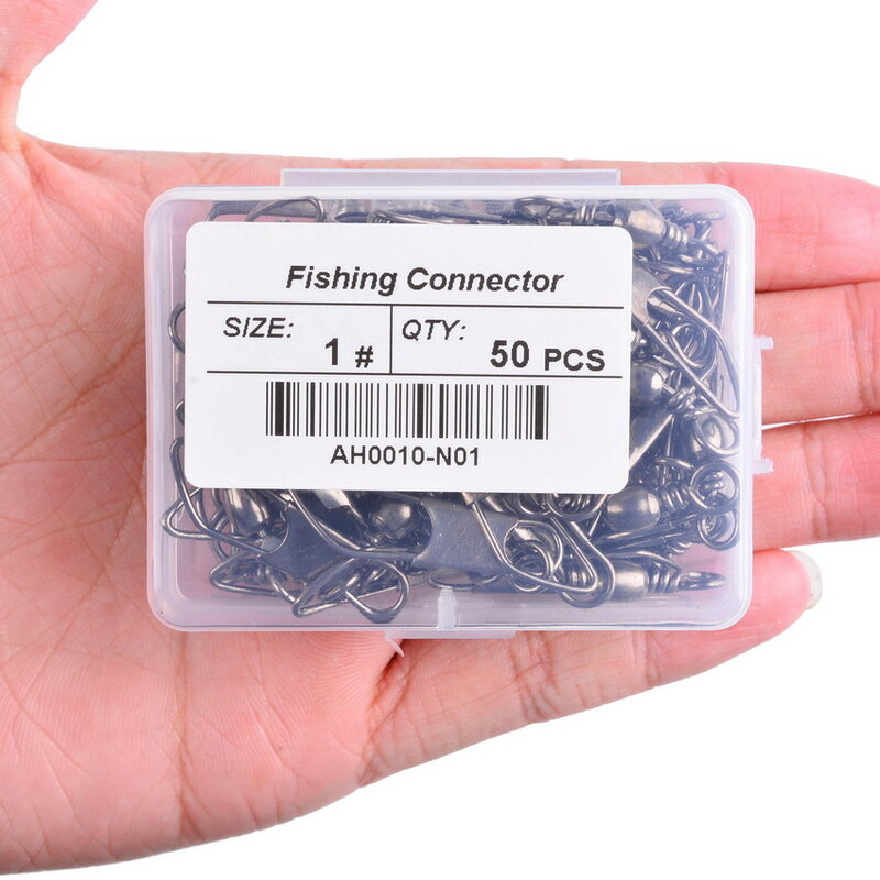 50 pz/scatola canna da pesca in ottone girevole anelli solidi pesca Pin Line connettore amo da pesca con interblocco Snap girelle attrezzatura