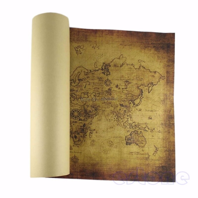 71x51 ซม.ขนาดใหญ่สไตล์วินเทจ Retro โปสเตอร์กระดาษ Globe Old World แผนที่ของขวัญ