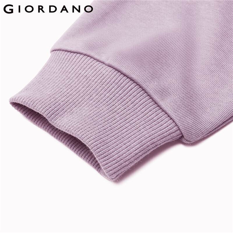 Giordano-Sudadera holgada con hombros caídos para mujer, suéter informal de cuello redondo, Color sólido, 13321765