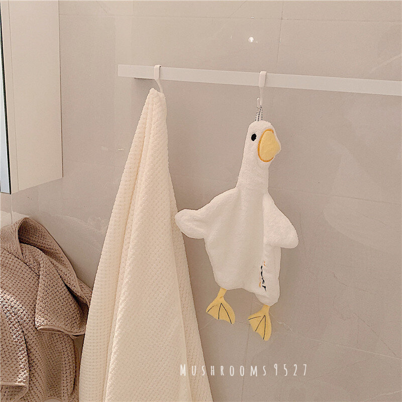 Toalla de mano colgante de pato Kawaii Coreano, toalla de mano para la cocina, absorbente, para el hogar