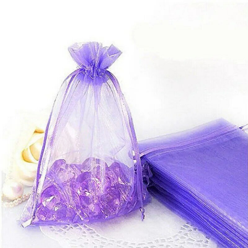 50pcs 7x9cm Organza bag Jewelry Tulle Drawstring Bag Jewelry Packaging Display Pouches Wedding Party Decoration Favors