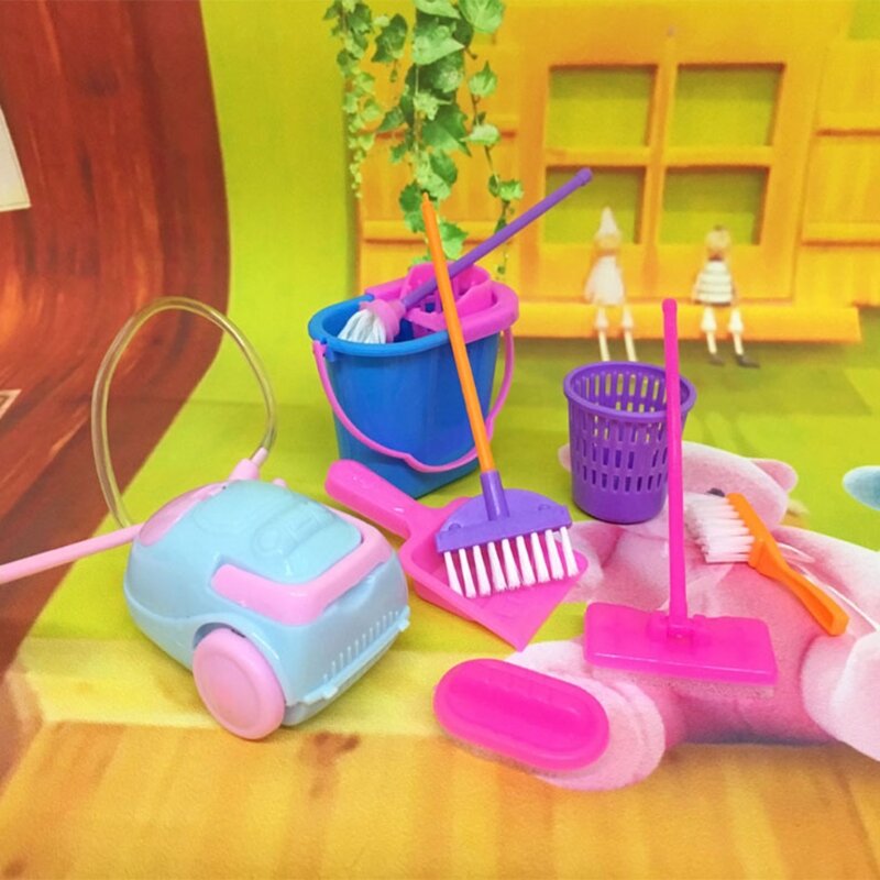 9Pcs เด็กจำลองของเล่นทำความสะอาดทำความสะอาดบ้านของเล่นเพื่อการศึกษาสำหรับสาว87HD