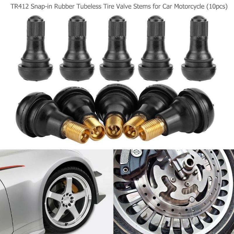 10/25Pcs Universal TR412 Snap-in Car Tubeless Tyre Valve Stems Rubber Copper Vacuum Tire Air Valve for Auto Motorcycle Moto