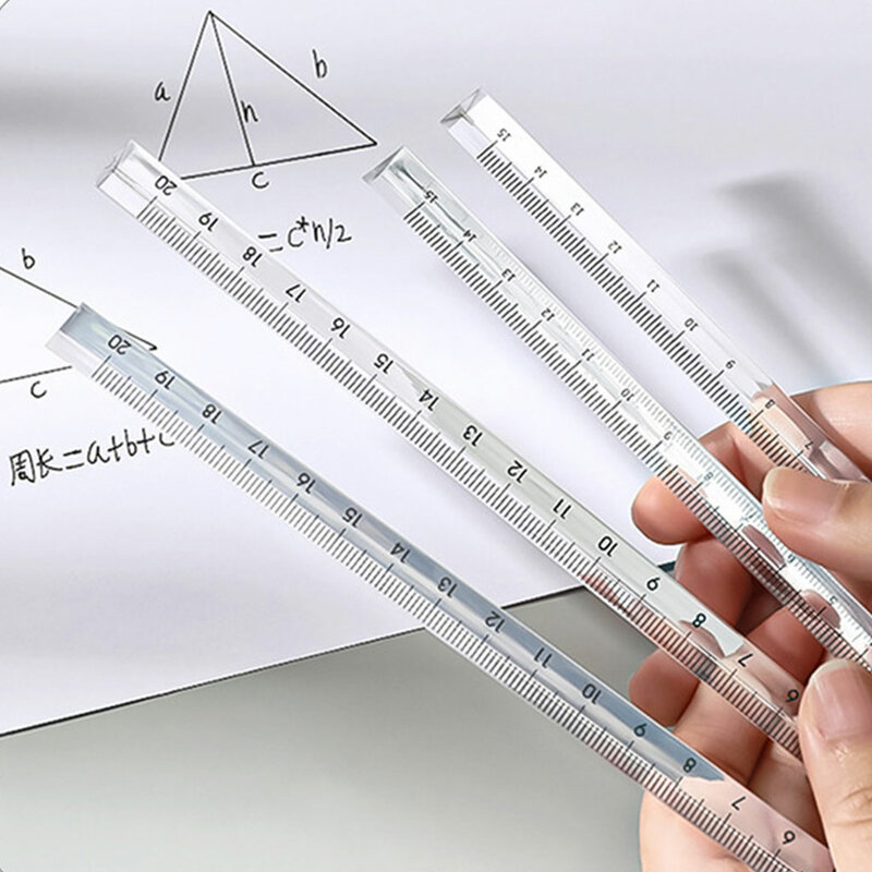 Clear Pocket Straight Ruler Plastic Stationery Measuring Tools Portable for Sewing Fabric Woodworking Drafting 15cm/20cm