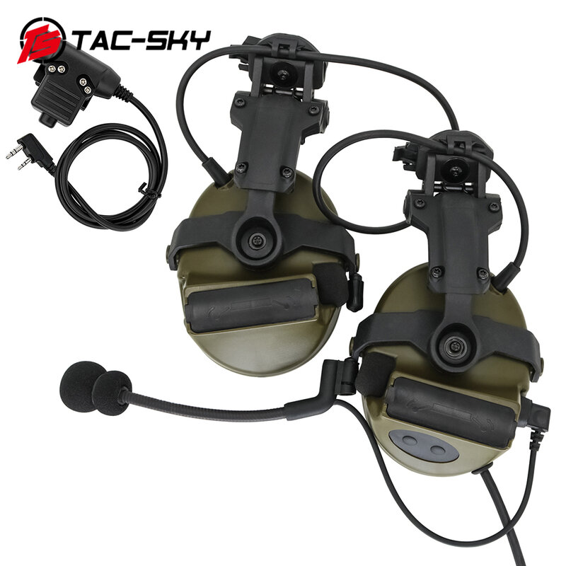 TAC-SKY Airsoft sport Tactical COMTAC II kask słuchawkowy ARC Track uchwyt silikonowe nauszniki słuchawki FG
