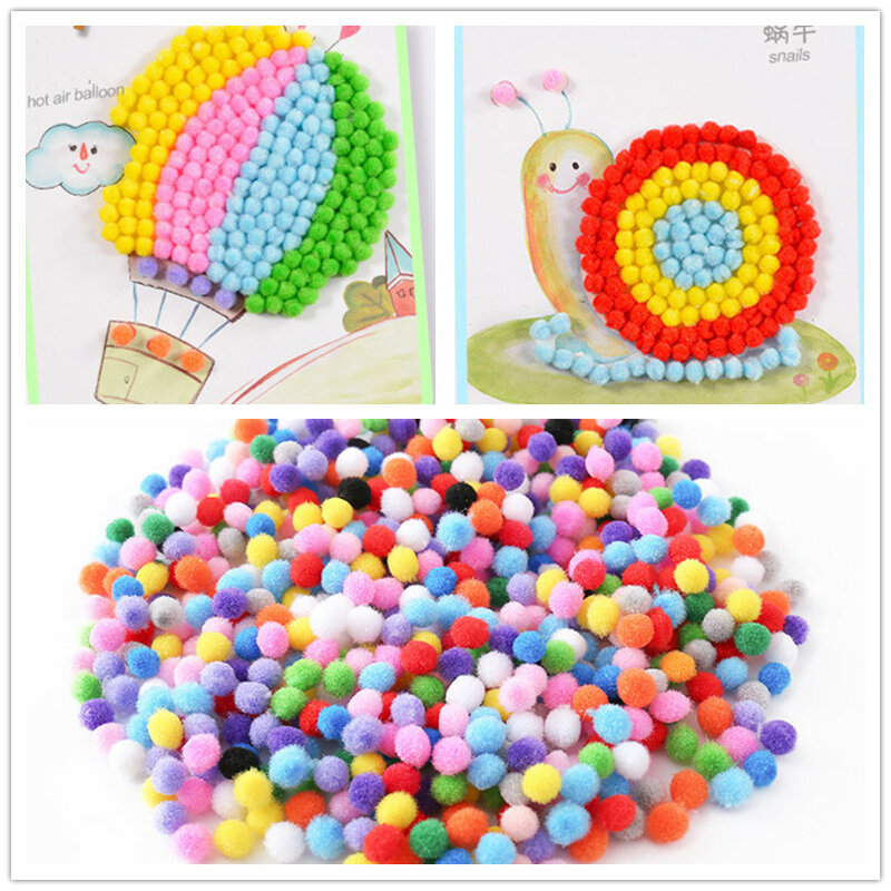 500Pcs x 1cm pompon Ball Soft Round Fluffy Pom Poms Ball per bambini decorazione artigianale fatta a mano fai da te