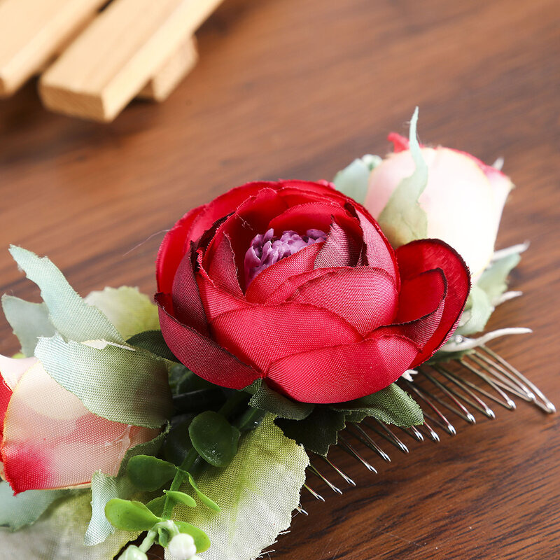MOLANS kwiat grzebień do włosów dla panny młodej naturalne jagody kwiaty na ślub szpilki do włosów wykwintne akcesoria liść róży