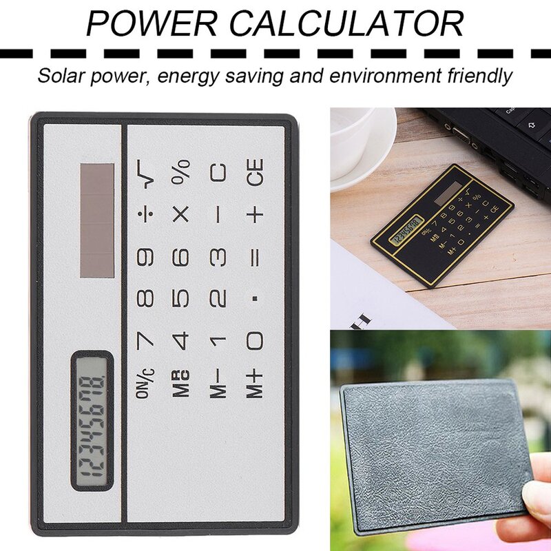 Calculadora Solar de 8 dígitos, dispositivo ultrafino con pantalla táctil, diseño de tarjeta de crédito, tamaño de tarjeta de crédito portátil