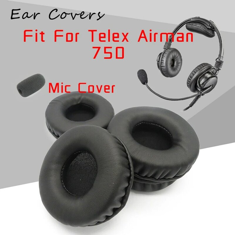 Almohadillas para auriculares Telex Airman 750, almohadillas de repuesto para auriculares, espuma de esponja de cuero PU