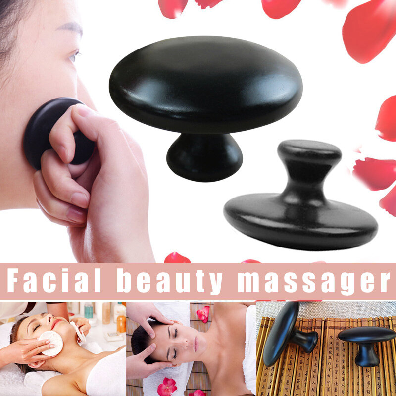 Pietra per massaggio viso a forma di fungo liscio pietra calda di basalto lavico per terapia di massaggio termale pietra per massaggio facciale del corpo