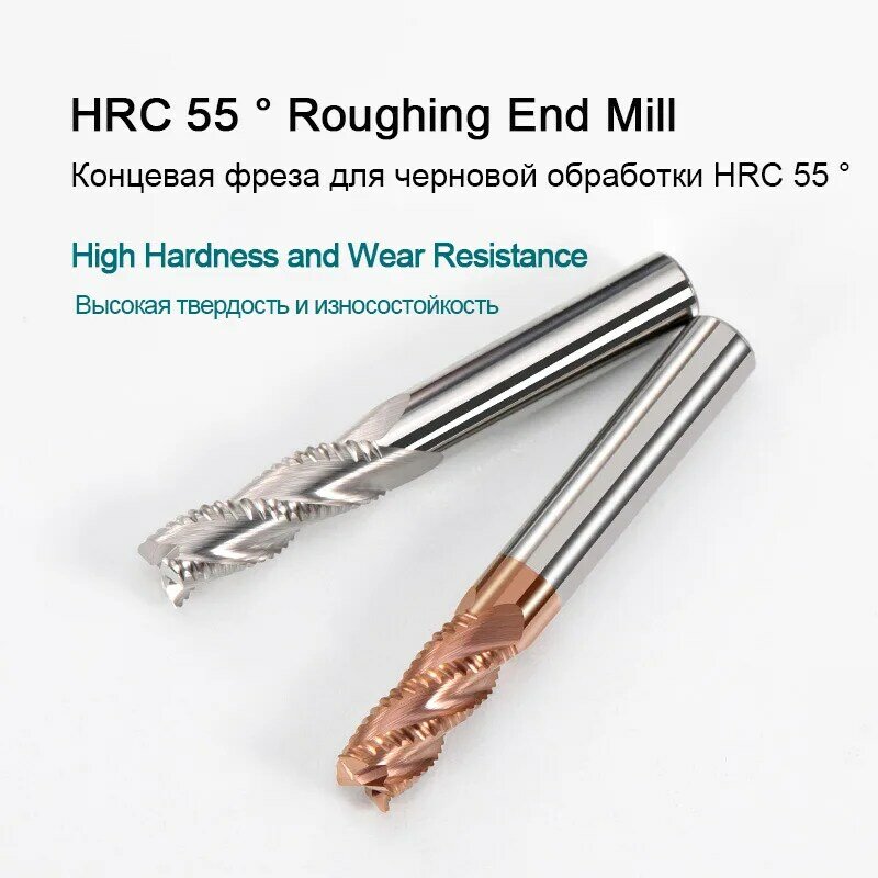 Roughing End Mill Solid Carbide 3 Flutes 4 Teeth for Steel Iron Aluminum Acrylic Wood Milling Cutter 6 10 12mm CNC Milling Tools