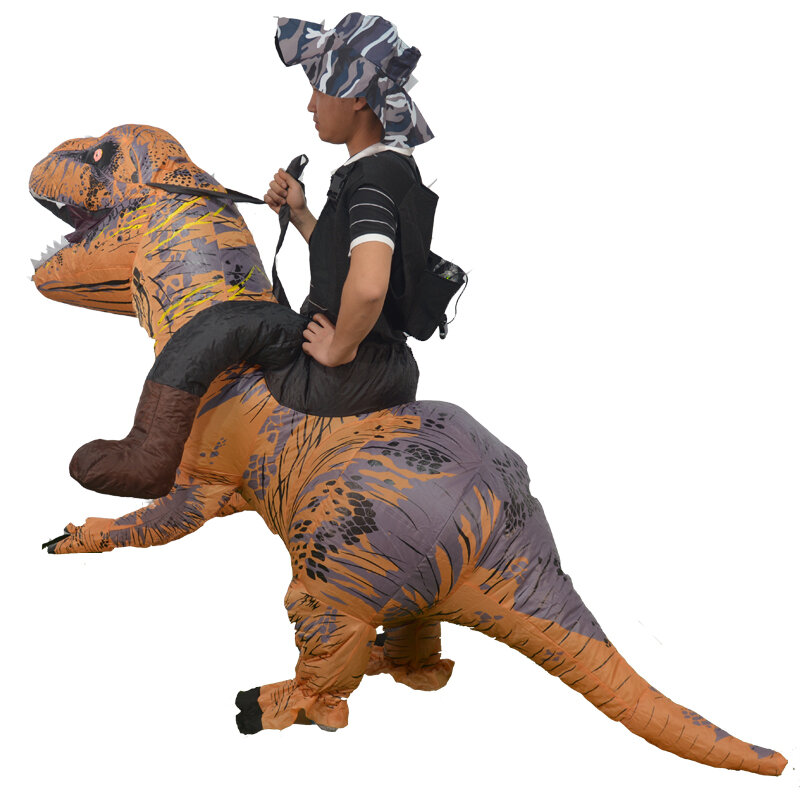 Kostum Berkuda Dinosaurus Tiup T-rex Halloween Gaun Mewah untuk Kostum Dewasa Pakaian Pesta Naga Bertema Hewan Cosplay Meledakkan