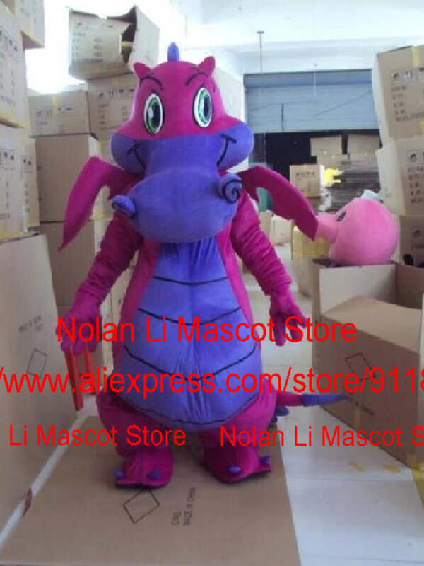 Vendita calda ippopotamo mascotte Costume Cartoon Set Cosplay Rhino Event Poster Purple Dragon King Adult Size regalo di natale 1163