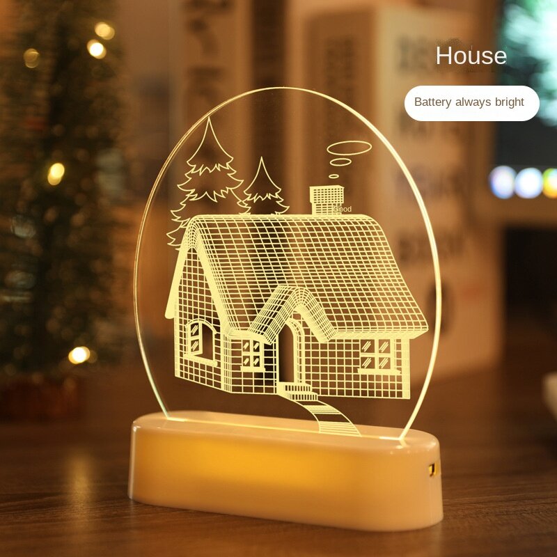 3D Night Light Room Decoration Christmas Decorations Ornaments Ins Christmas Day Lighting Gifts LED Christmas Lights String