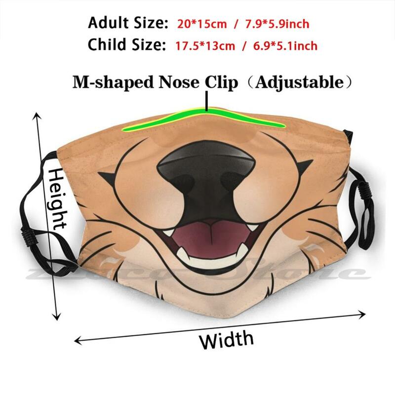 Veados maw máscara pano reutilizável filtro de impressão lavável veados anthro animal bonito peludo