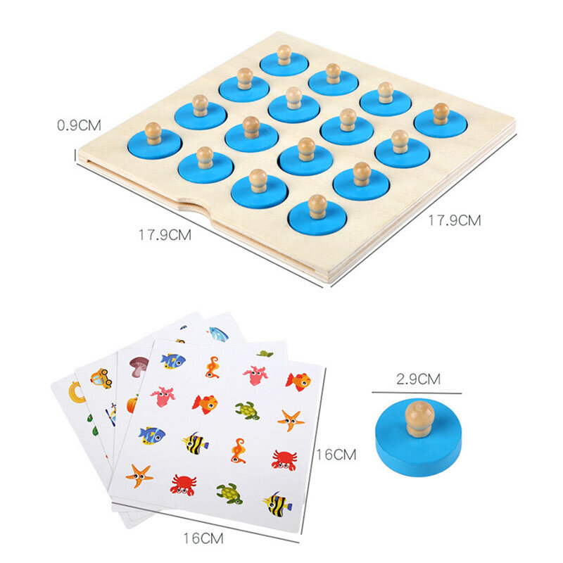 ไม้ Memory Match หมากรุกเกมกระดานสนุกการฝึกอบรมเกมการศึกษา Cognitive Ability จิ๊กซอว์ไม้ของเล่นสำหรับของขวัญสำหรับเด็ก