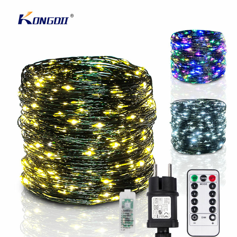 100M LED String Lights Fairy Green Wire Outdoor Christmas Lights Tree Garland For New Year Street Home Party Wedding Decoration