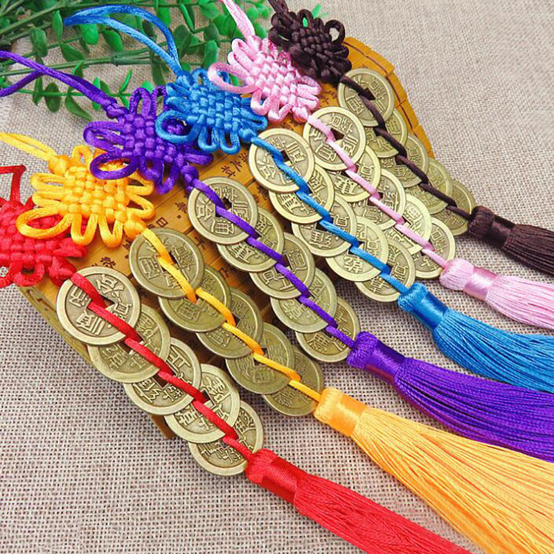 1PC Chinese Knot Feng Shui Wealth Success Copper Coins Lucky Charm Gourd Pendant Home Car Decor