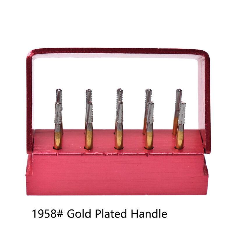 10 pçs/caixa de agulha coroa quebrada dental para quebrar coroa endodôntico banhado a ouro punho de alta velocidade broca dental ferramentas dentista 1958 #
