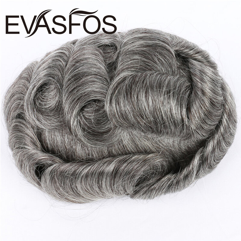 EVASFOS Hair Pieces Men's Wig Indian Human Hair Toupee Men Full PU Hair Prosthesis Male Wig Hair System for Men Free shipping