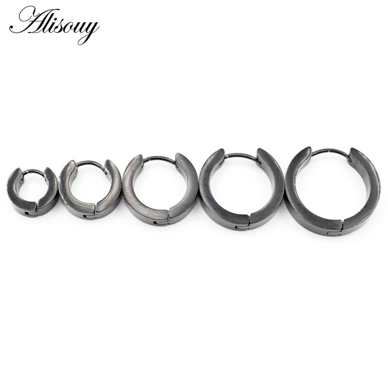 Alisouy-Brincos circulares esféricos em aço inoxidável para homens e mulheres, fivela antialérgica, brincos de argola góticos, joias punk, 2 peças