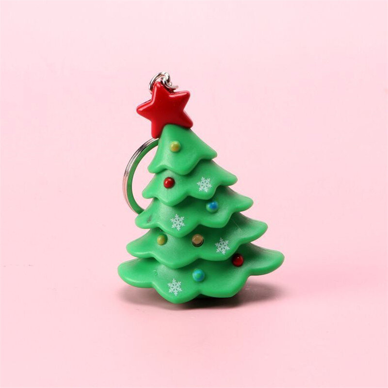 10Pcs Nette Santa Claus Led Licht Keychain Schneemann Baum Anhänger Hängen Schlüsselbund Cartoon Weihnachten Kinder Geschenk Spielzeug