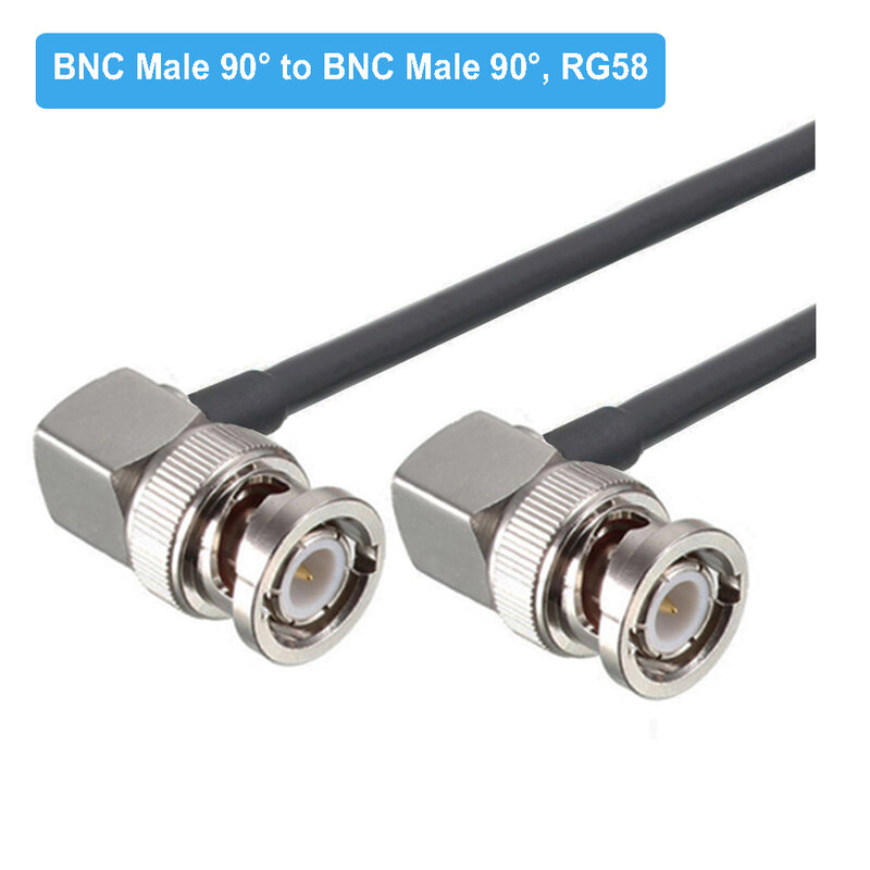 Cable Coaxial BNC macho a macho RG58, Conector de crimpado de 50 ohmios, doble, 0,5 M, 1M, 2M, 5M, 10M, 20M