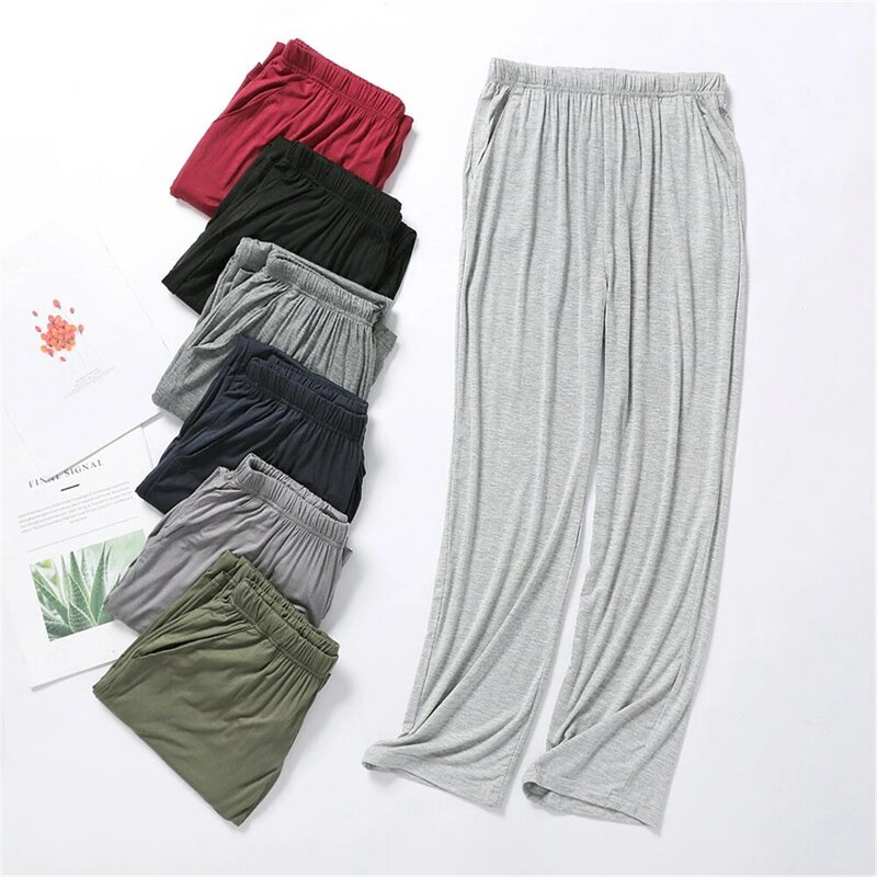 Men Pajama Pants Plus Size Nightwear Solid Modal Soft Trousers Casual Loose Male Sleep Bottom Spring And Summer Home Wear Pants