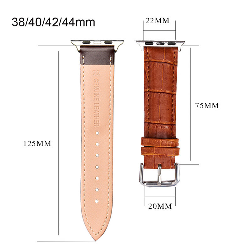 Bracelet de rechange en cuir pour Apple Watch, 42mm 44mm 38mm 40mm, pour iWatch série 6 5 4 3 2 1