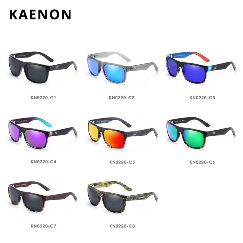 KAENON – lunettes de soleil polarisées pour hommes, verres solaires polarisés à l'extérieur, forme carrée, XL, Anti-éblouissement, monture en matériau TR90, lentille améliorée de 1.1mm, CE