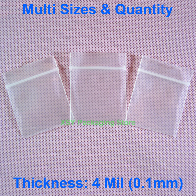 4 Mil grube plastikowe torby na zamek błyskawiczny rozmiar zewnętrzny 1 "x 1.2" / 1.2 "x 1.5" / 1.5 "x 2" (25x30mm/30x40mm/40x50mm)